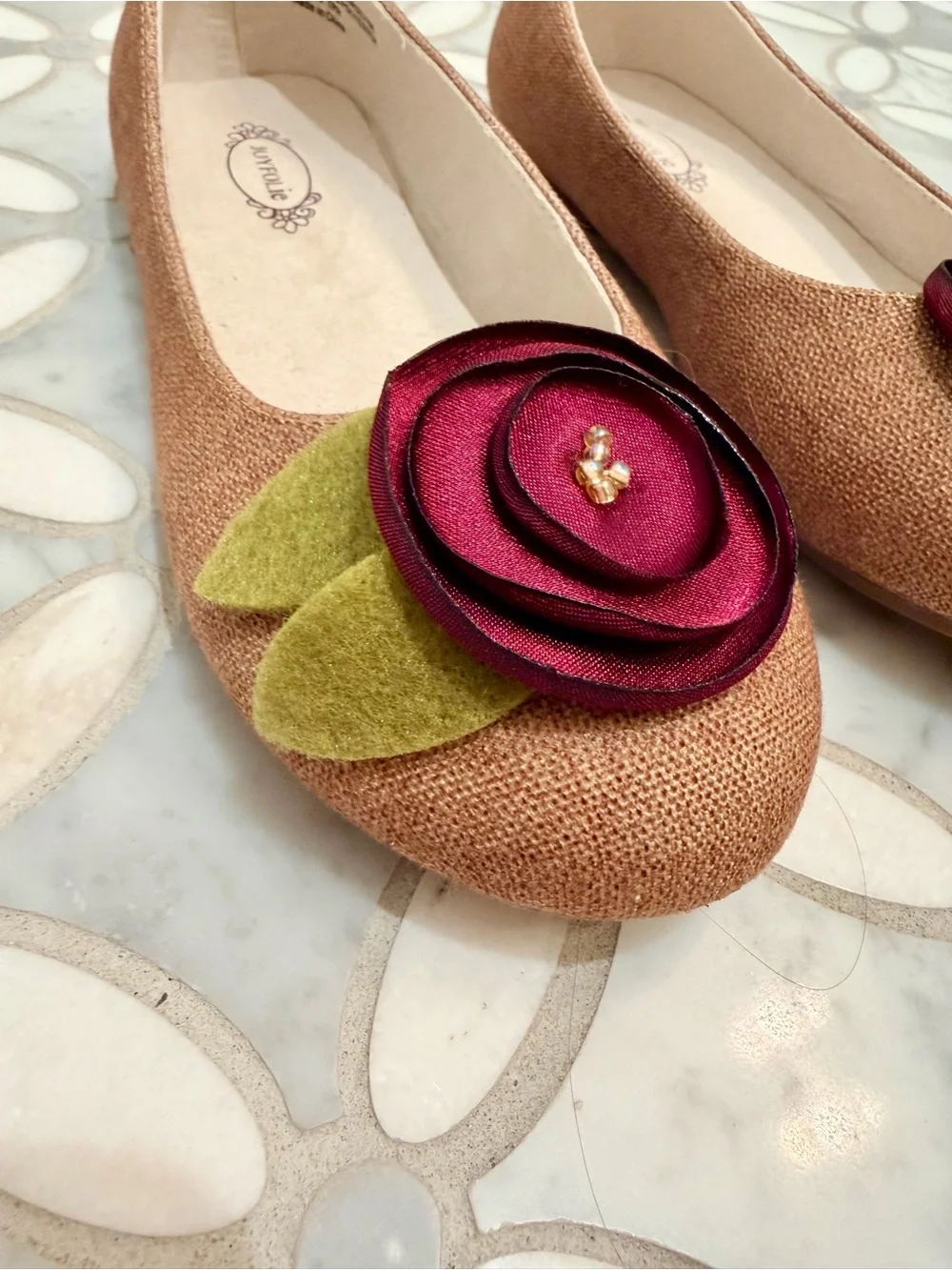 Joyfolie Girls Charlotte Closed Toe Flat Shoes Berry Brown Burgundy Size Y2 NWOT